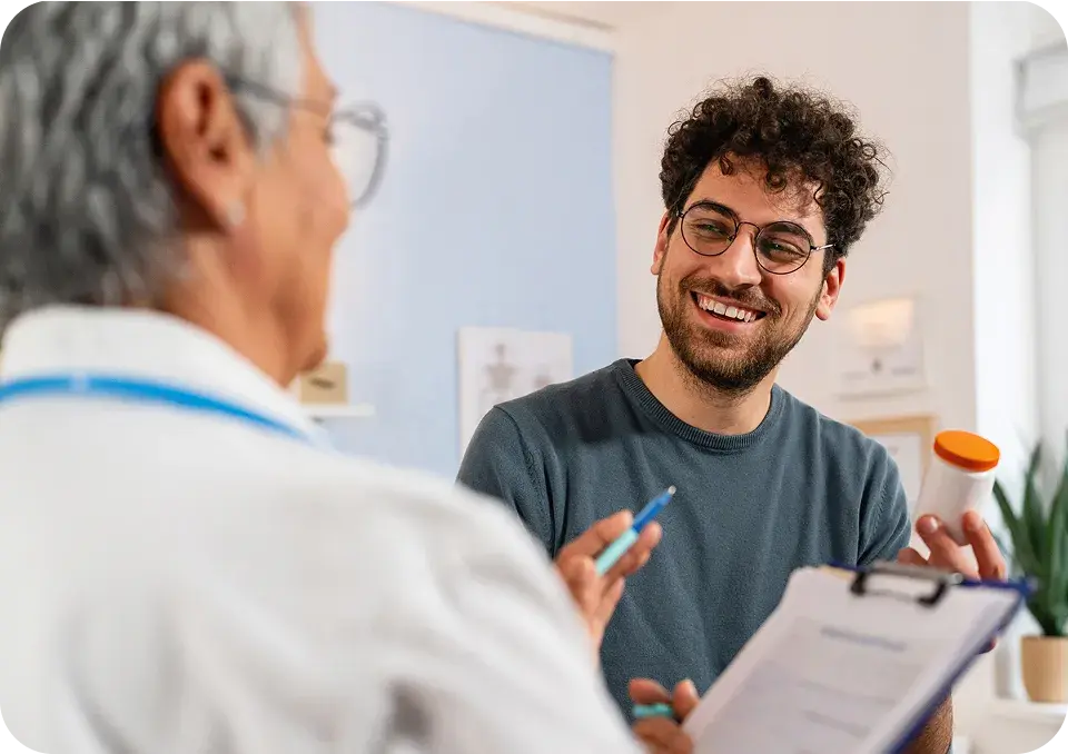 Point C member talking with a provider
